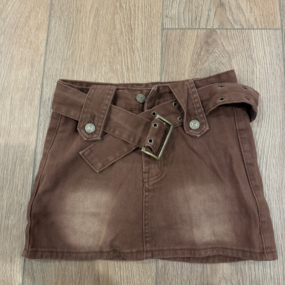 Vintage Brown Denim mini skirt size S